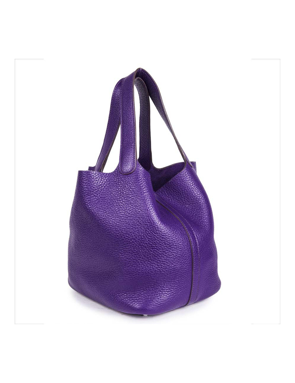 Sac Picotin HERMES cuir grainé violet