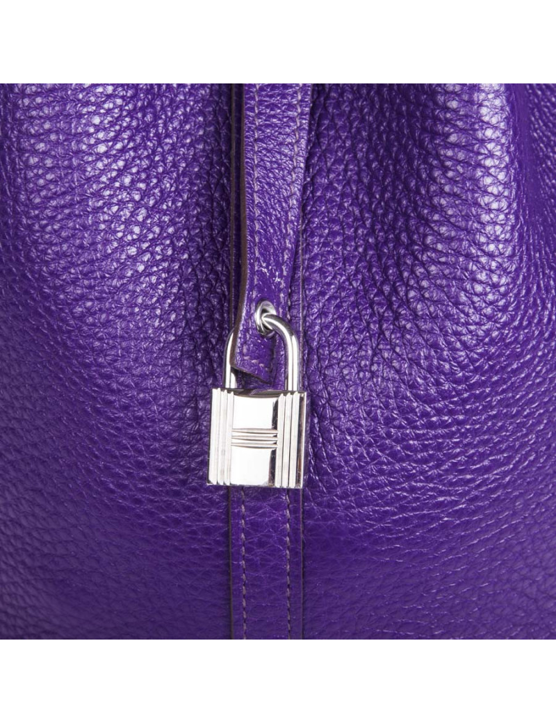 Picotin HERMES leather grained purple GM bag