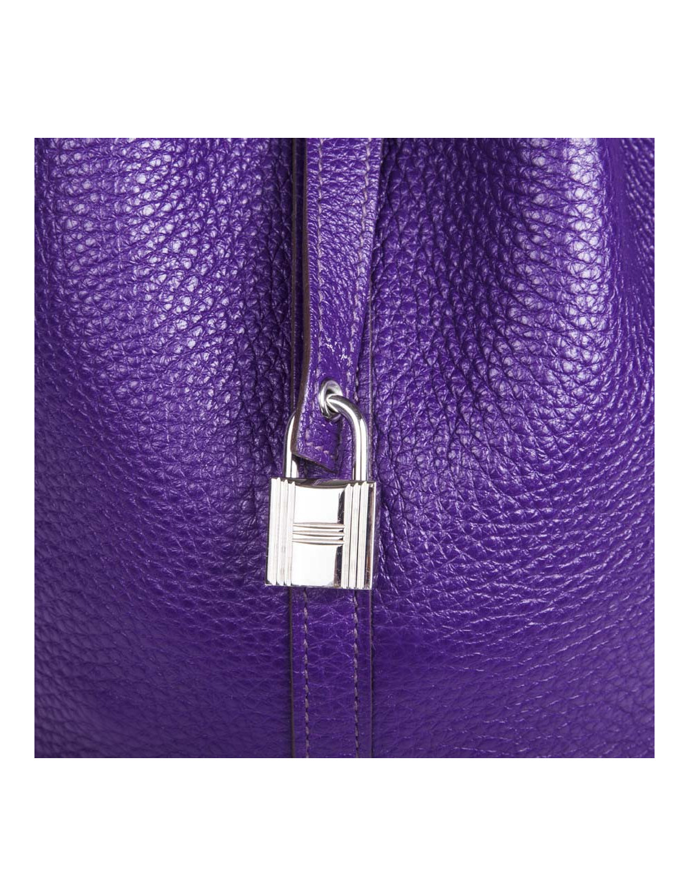 Sac Picotin HERMES cuir grainé violet