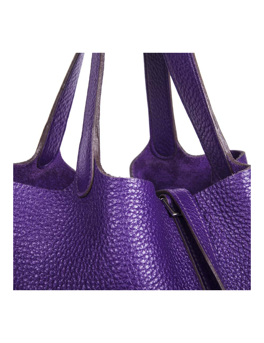 Picotin HERMES leather grained purple GM bag