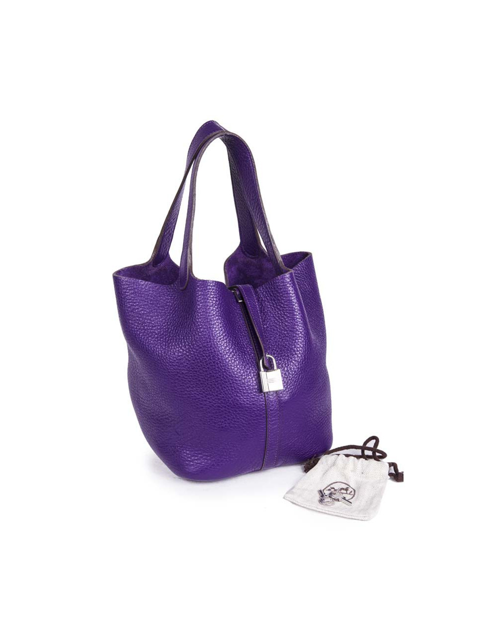 Sac Picotin HERMES cuir grainé violet