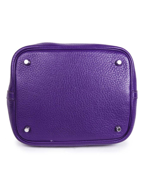 Picotin HERMES leather grained purple GM bag