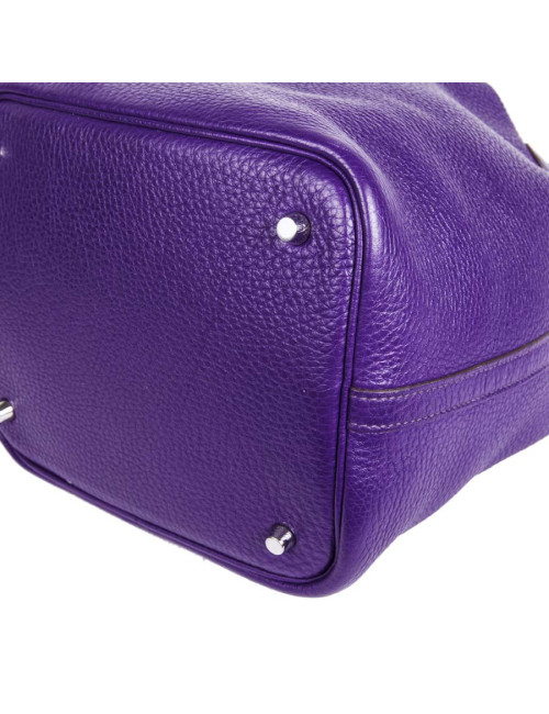Sac Picotin HERMES cuir grainé violet