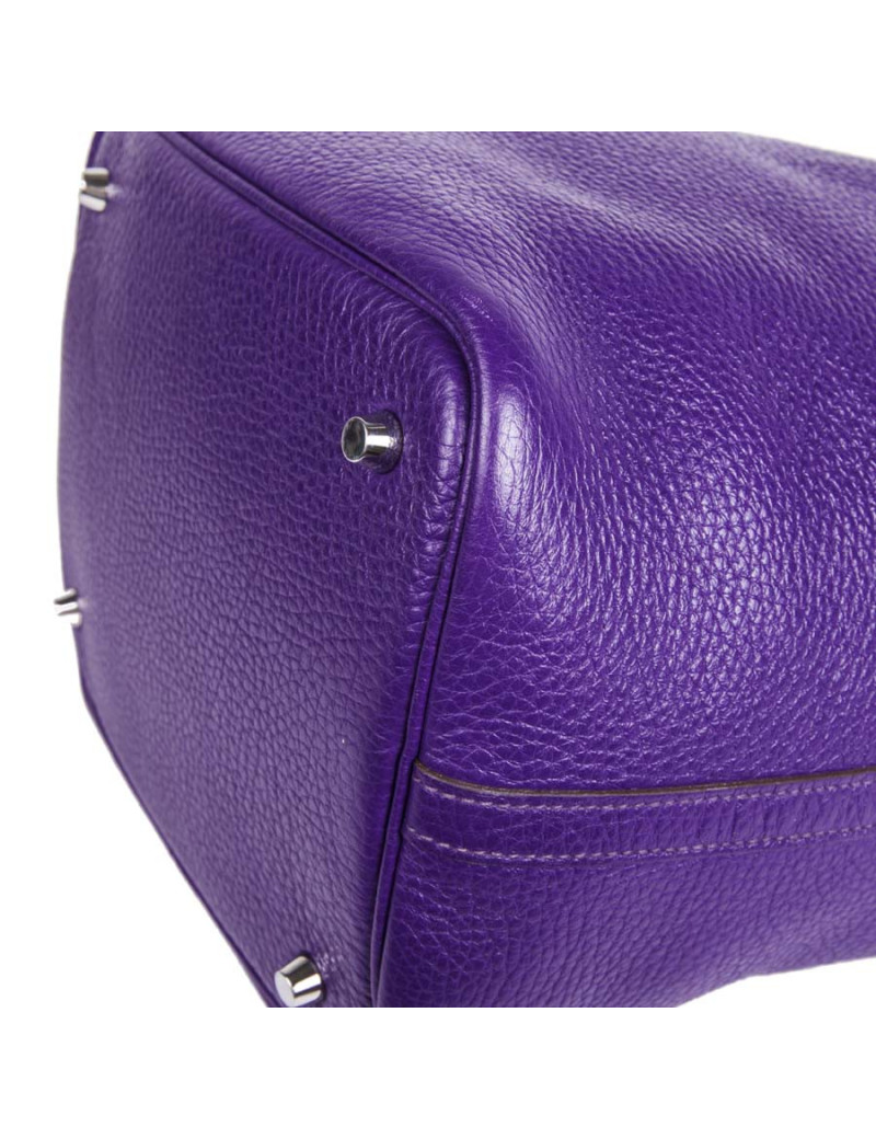 Sac Picotin HERMES cuir grainé violet