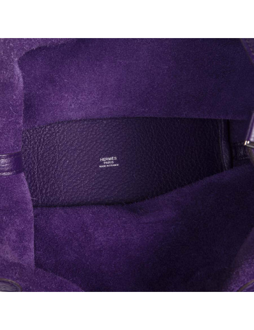 Sac Picotin HERMES cuir grainé violet