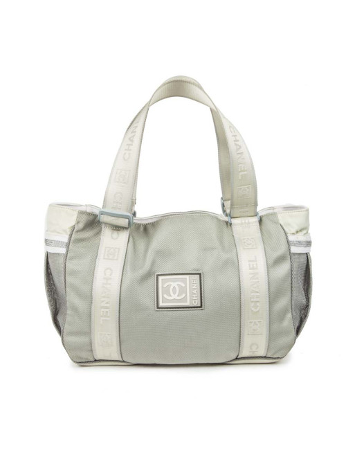 Chanel 'sport line' bag in gray canvas.