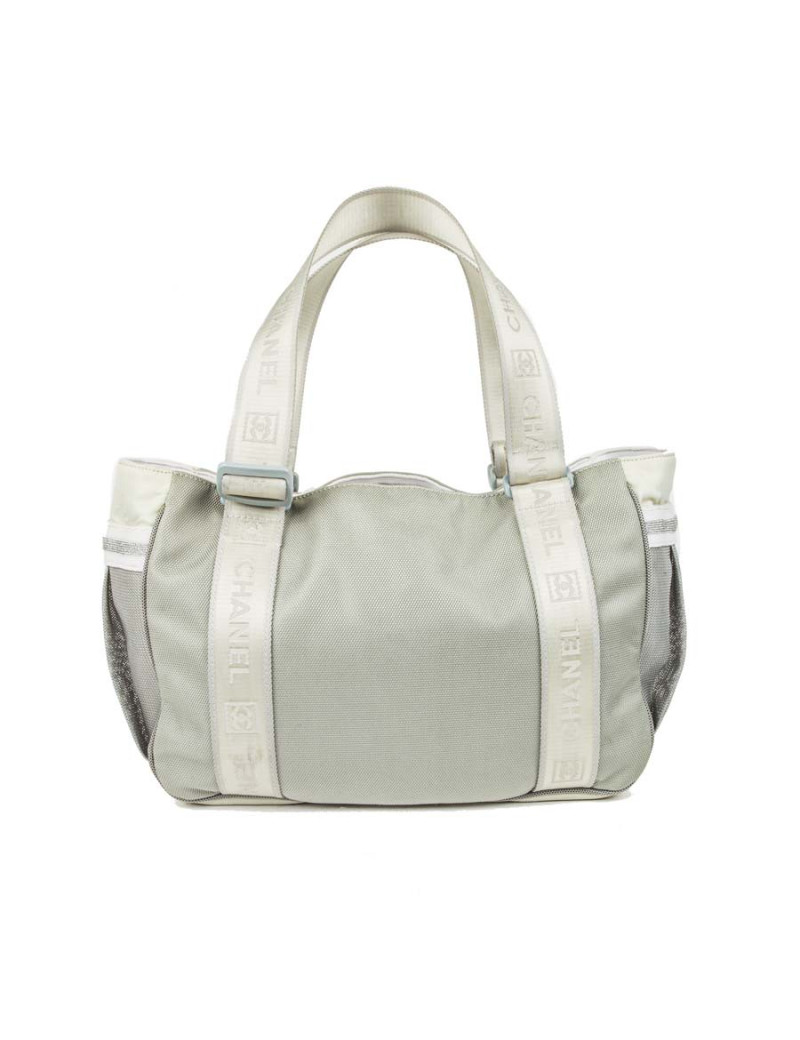 Chanel 'sport line' bag in gray canvas.