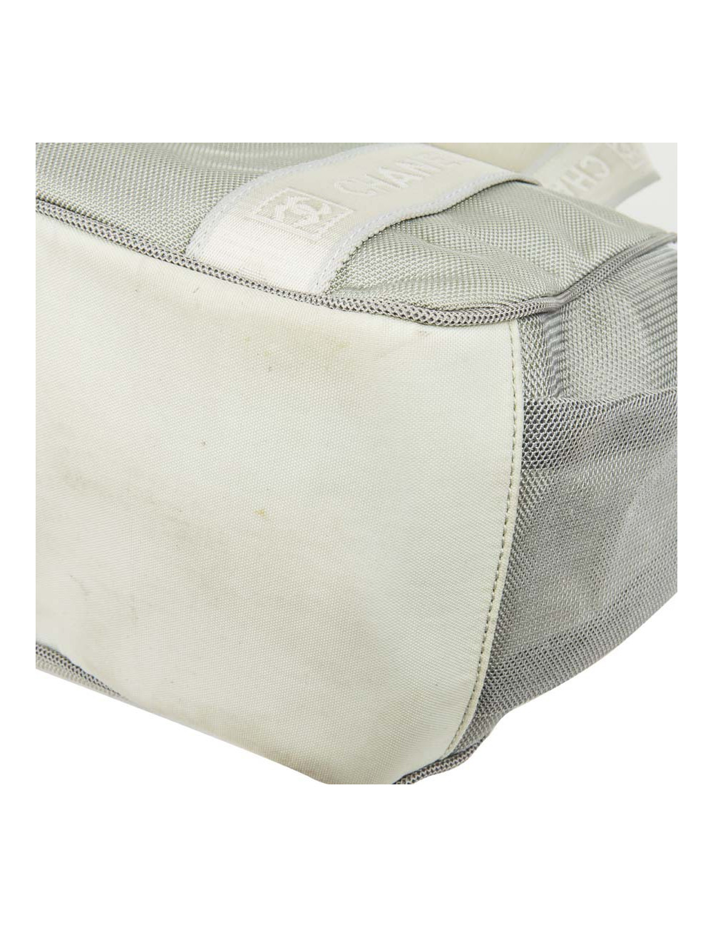 Chanel 'sport line' bag in gray canvas.