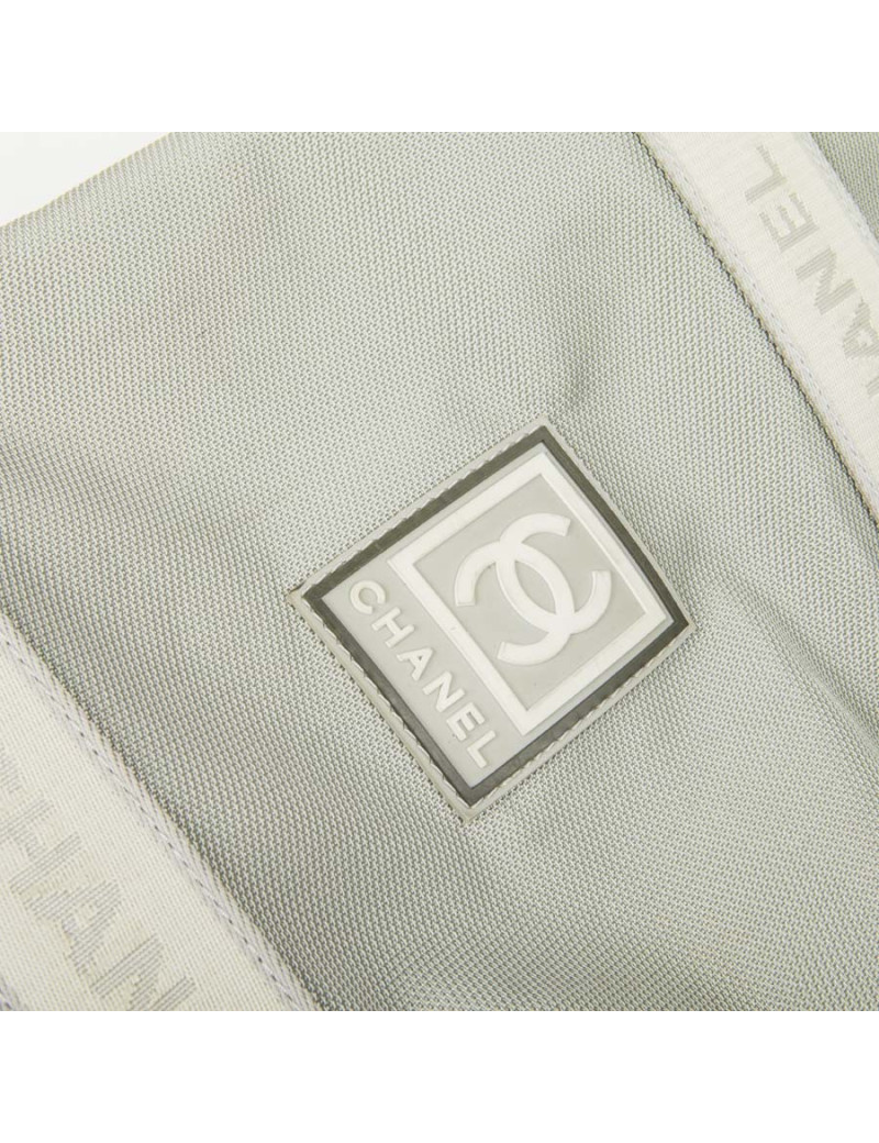 Chanel 'sport line' bag in gray canvas.
