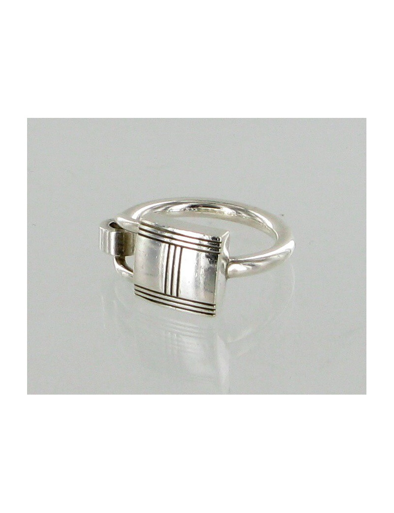 Bague argent massif cadenas HERMES