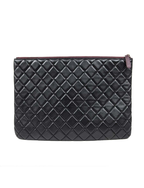 CHANEL black quilted pouch
