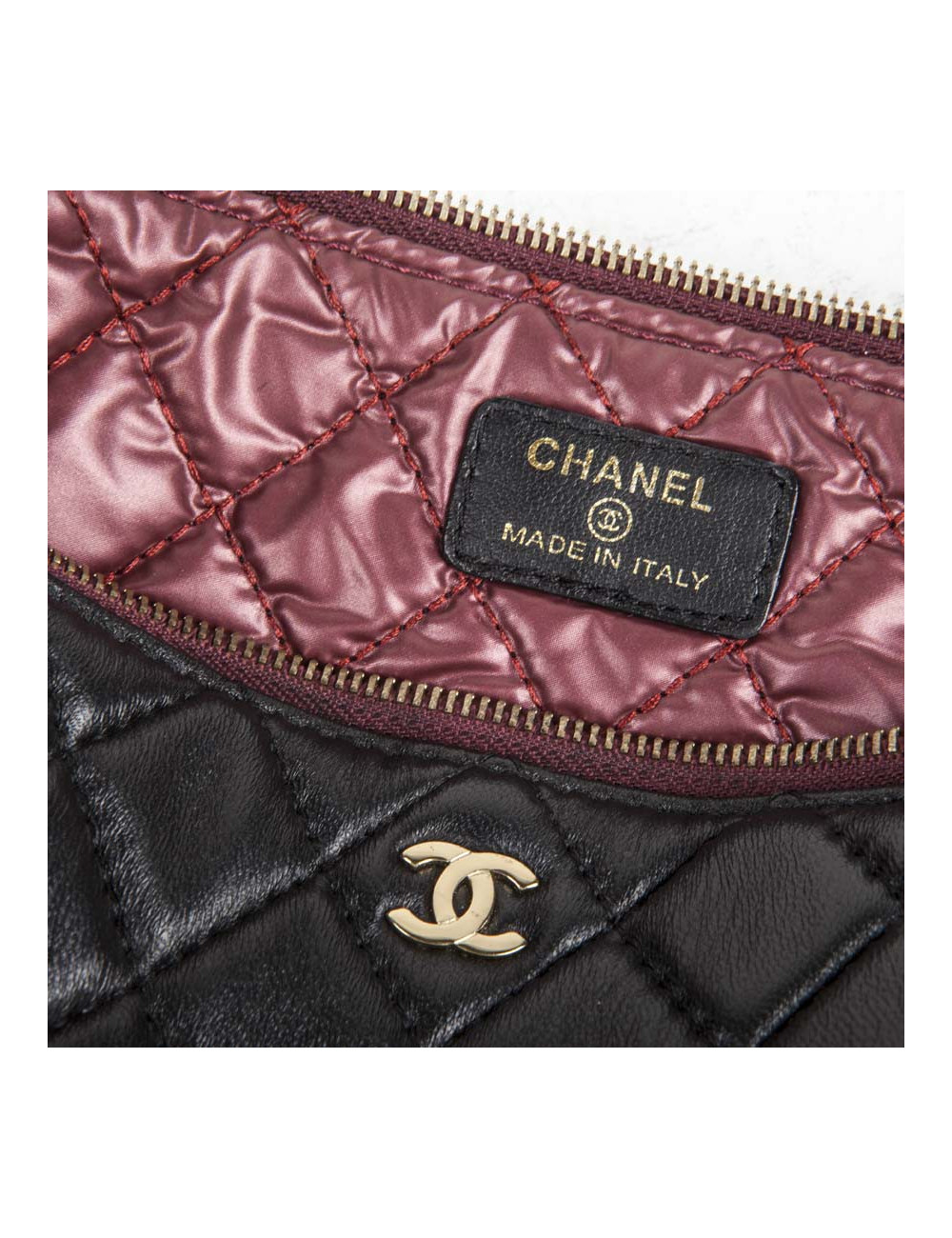 CHANEL black quilted pouch