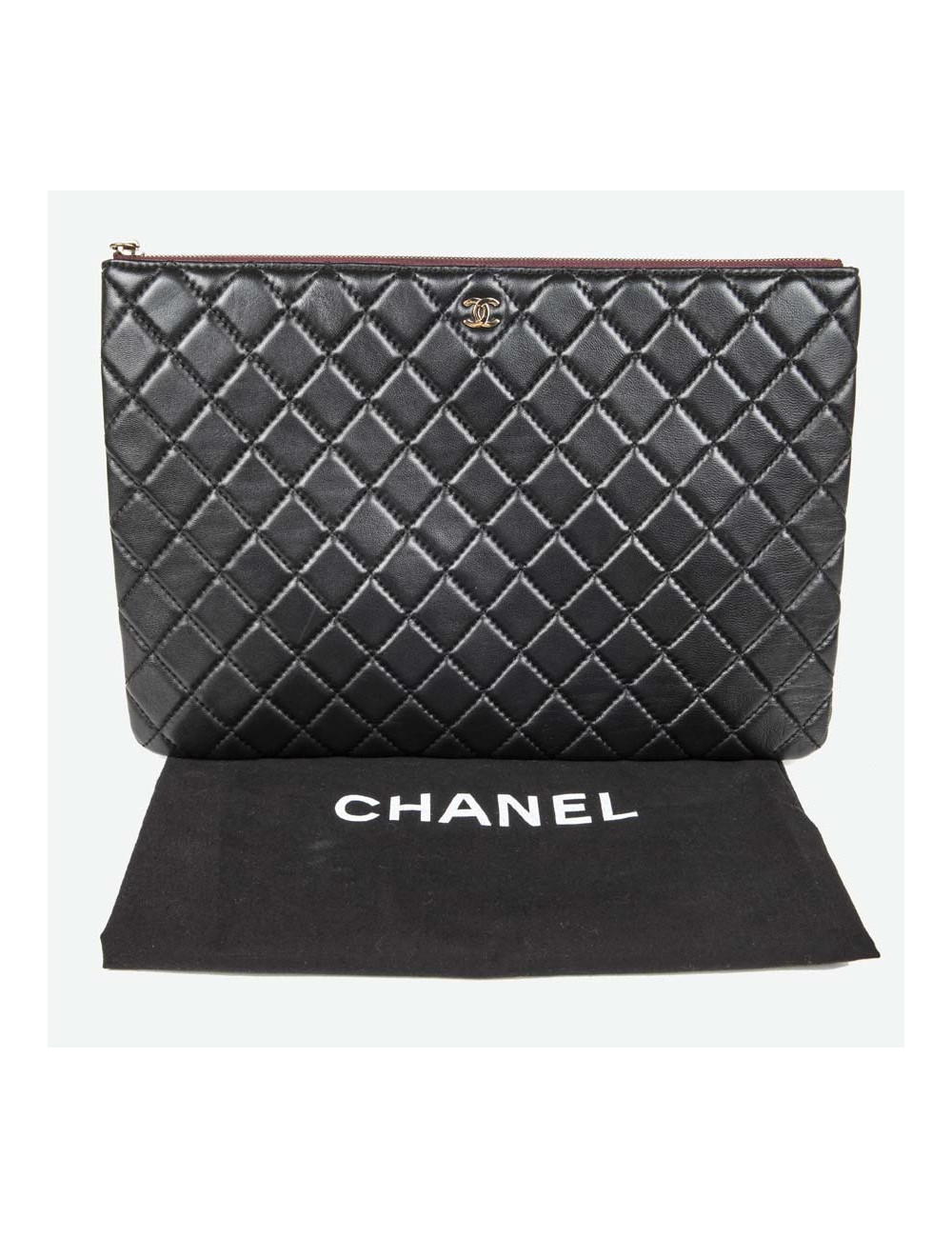 CHANEL black quilted pouch
