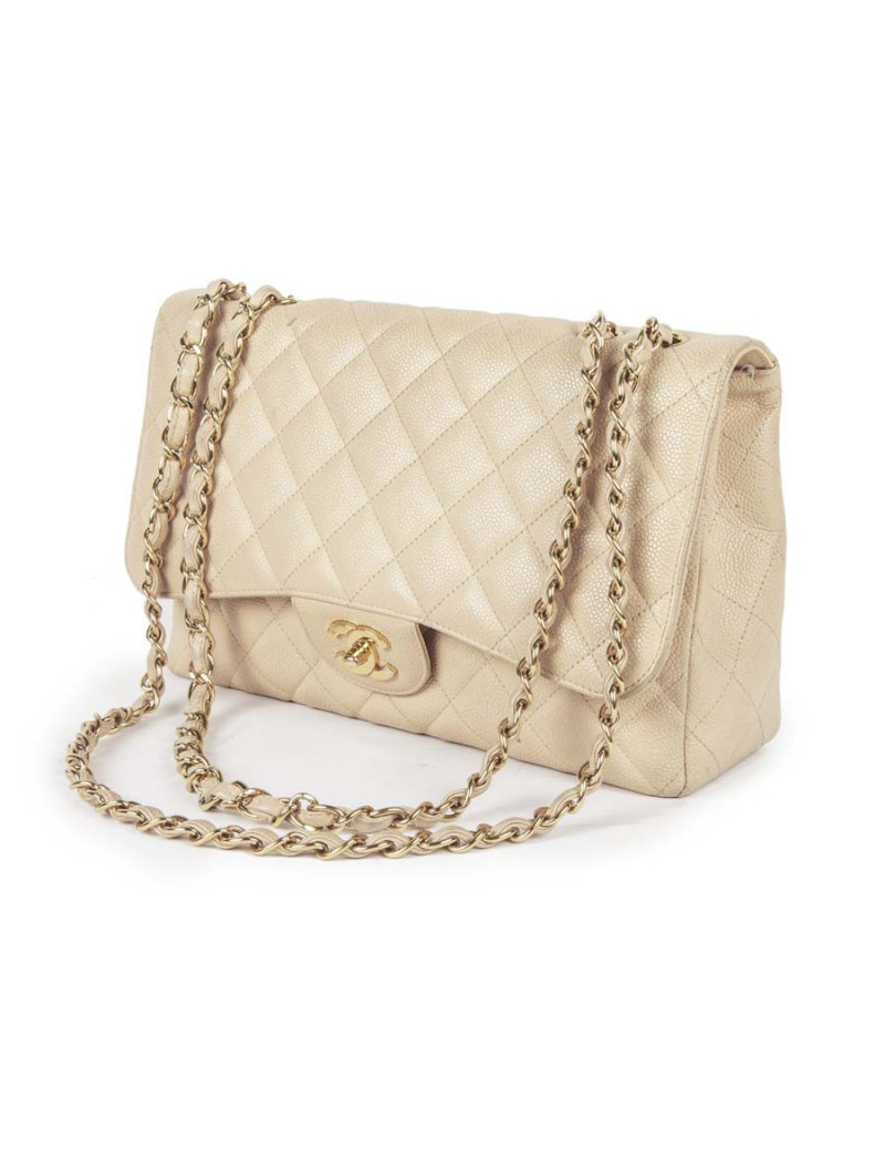 Sac Jumbo CHANEL en cuir caviar gold  doré