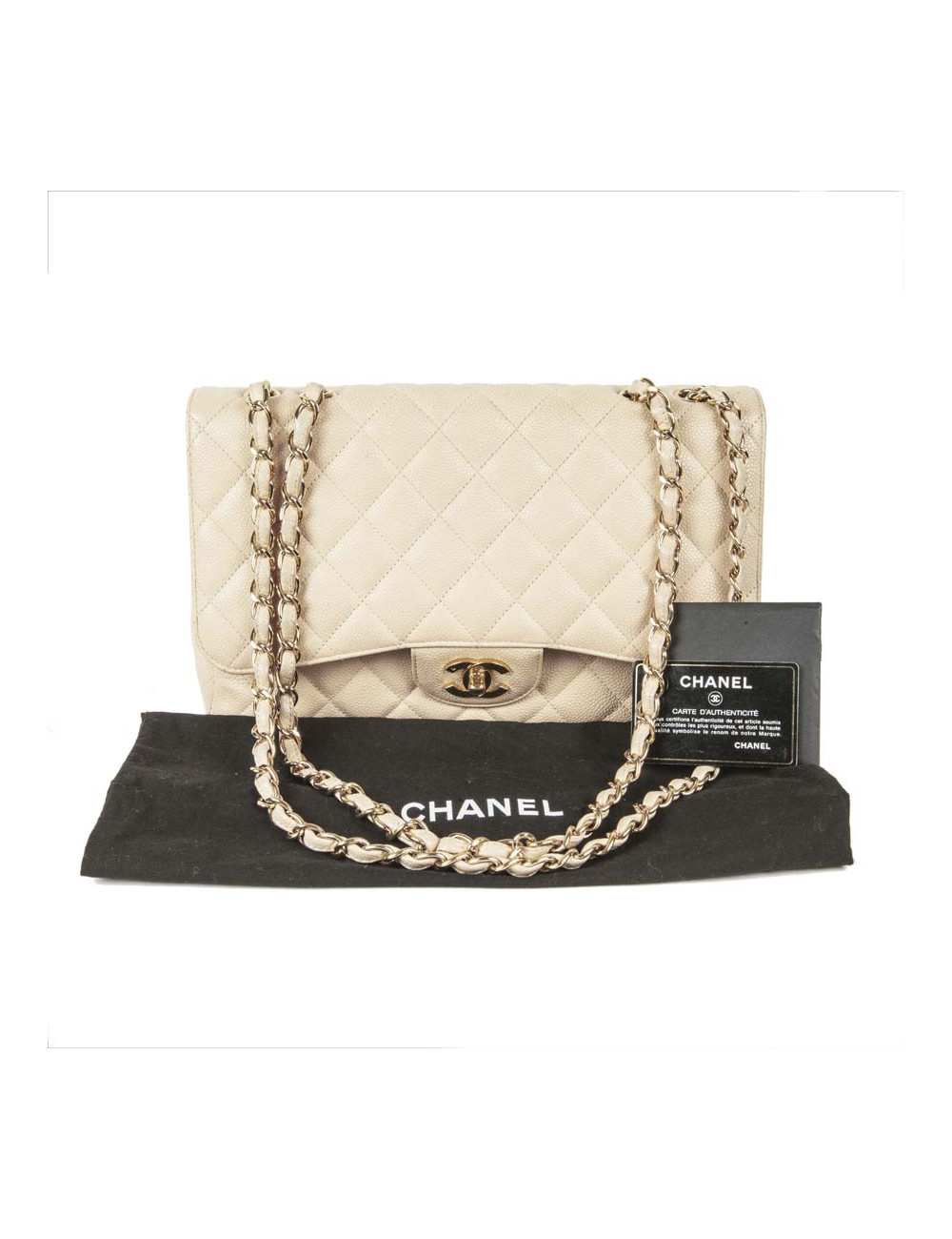Sac Jumbo CHANEL en cuir caviar gold  doré
