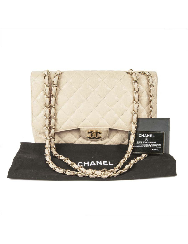 Sac Jumbo CHANEL en cuir caviar gold  doré