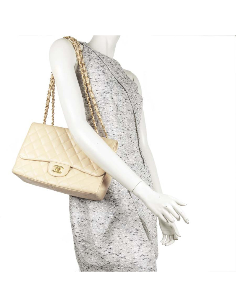 Sac Jumbo CHANEL en cuir caviar gold  doré