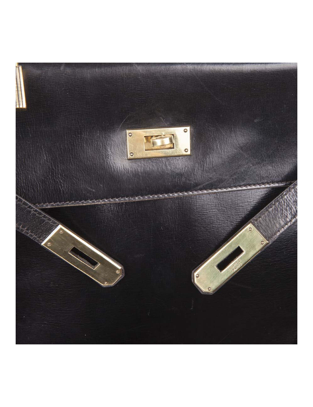 Sac Kelly 32 HERMES vintage cuir box noir