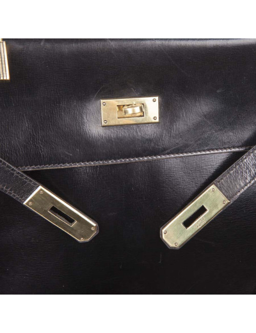 Sac Kelly 32 HERMES vintage cuir box noir