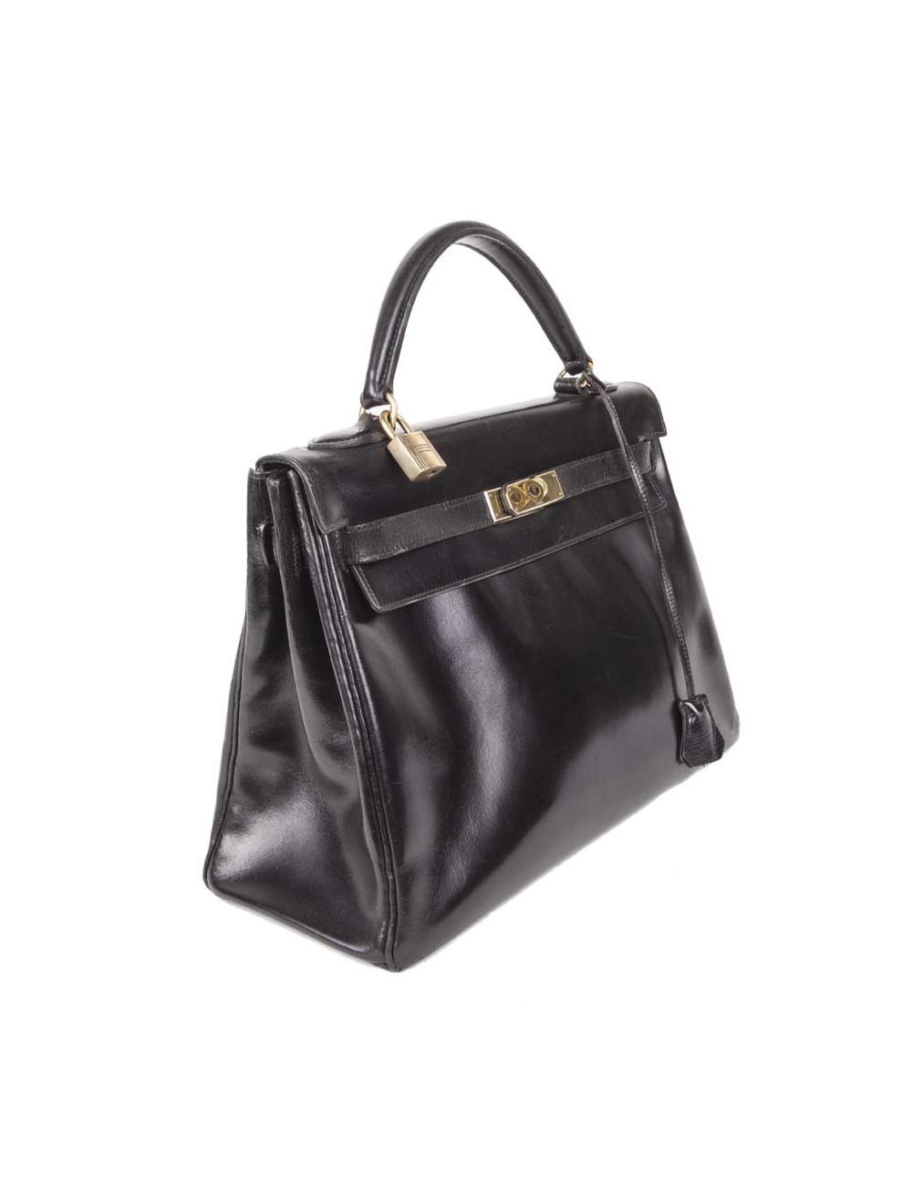 Sac Kelly 32 HERMES vintage cuir box noir