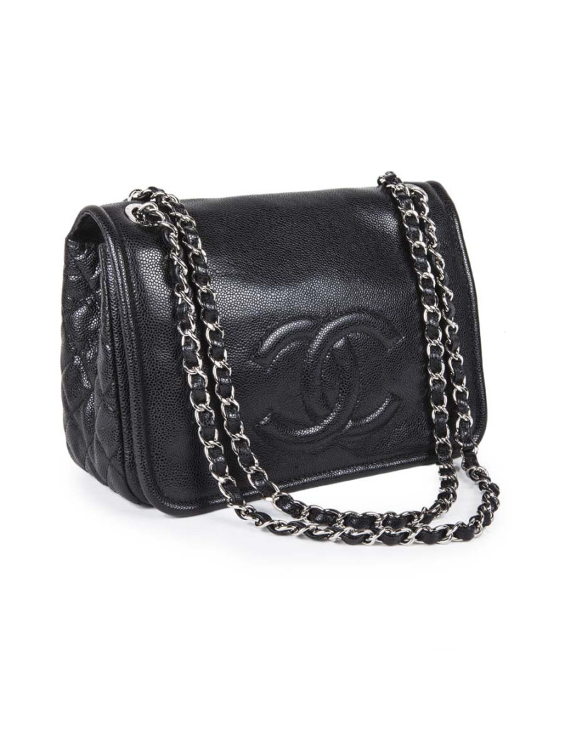Sac CHANEL cuir grainé noir