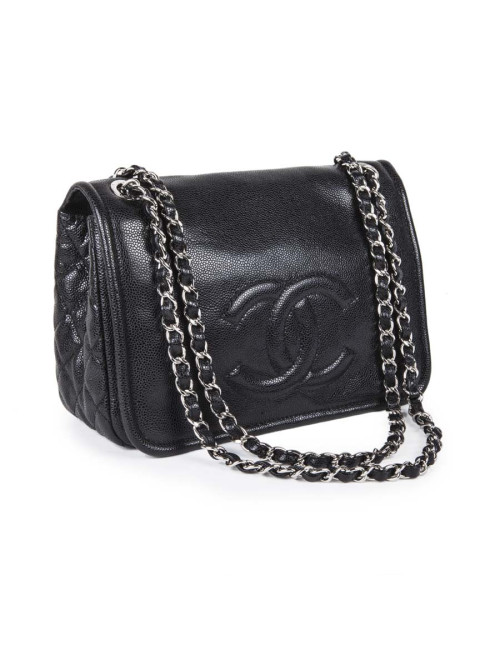 Sac CHANEL cuir grainé noir