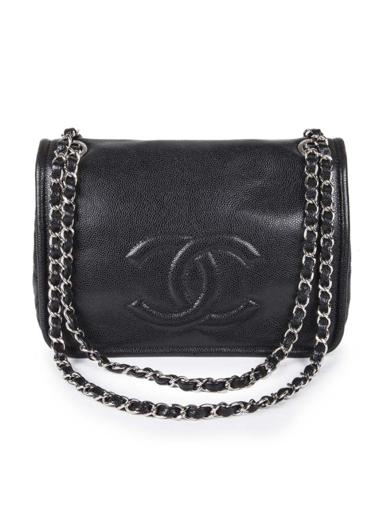 Sac CHANEL cuir grainé noir