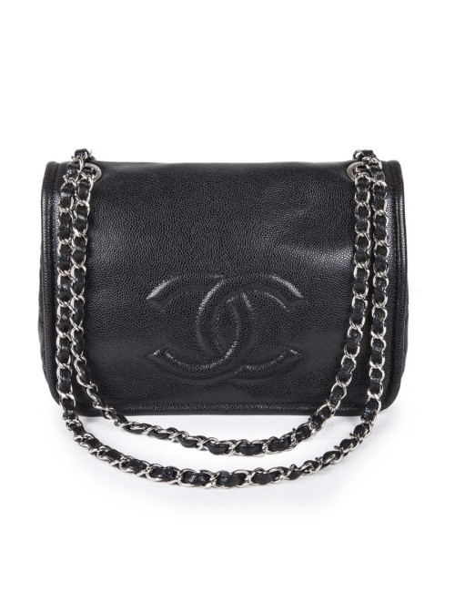 Sac CHANEL cuir grainé noir