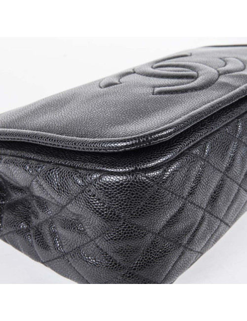 Sac CHANEL cuir grainé noir