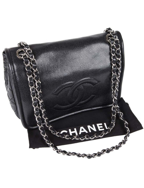 Sac CHANEL cuir grainé noir