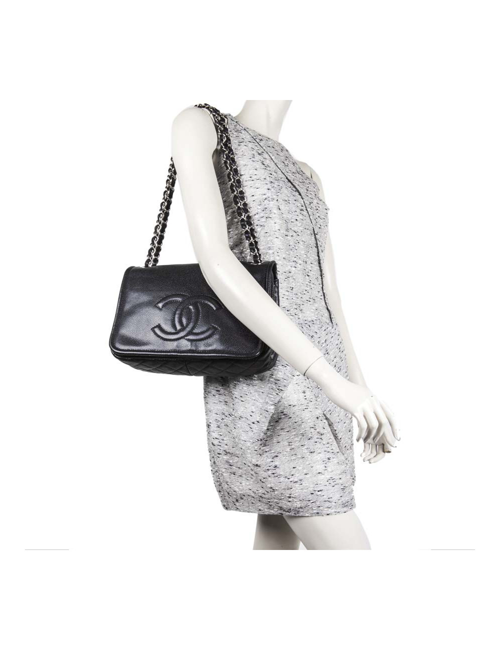 Sac CHANEL cuir grainé noir