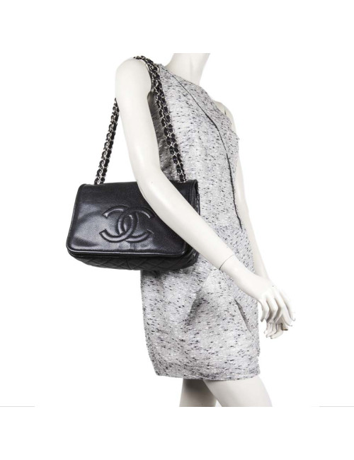 Sac CHANEL cuir grainé noir