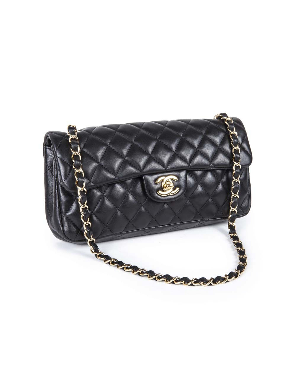Sac CHANEL baguette cuir noir matelassé