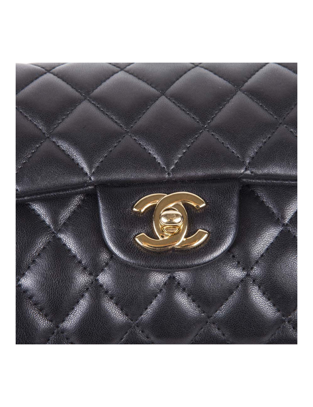 Sac CHANEL baguette cuir noir matelassé