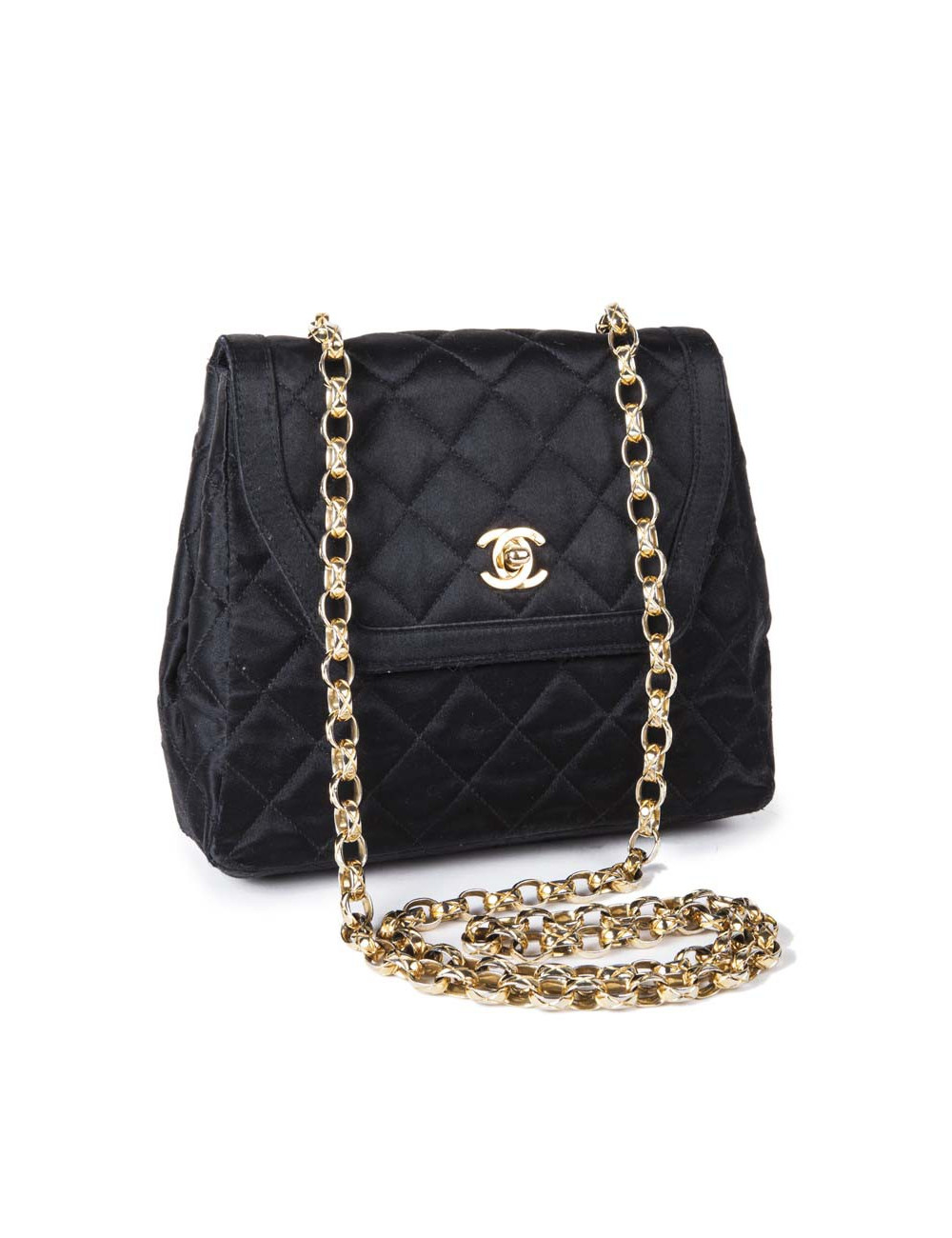 Sac du soir CHANEL en satin noir