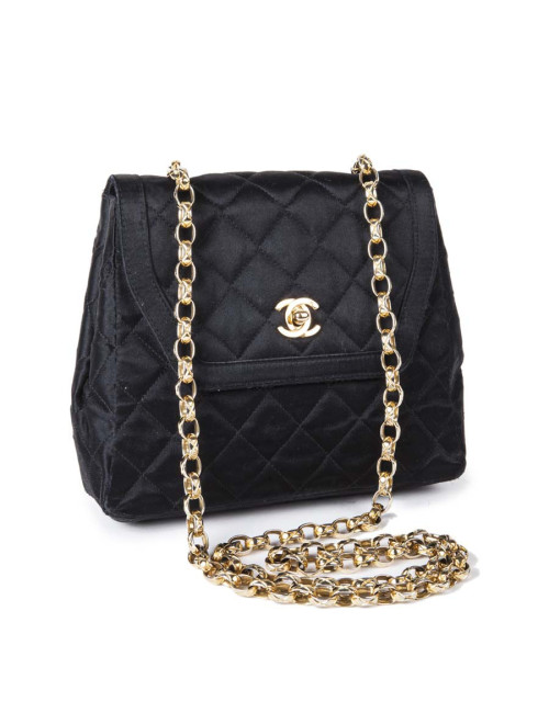 Sac du soir CHANEL en satin noir