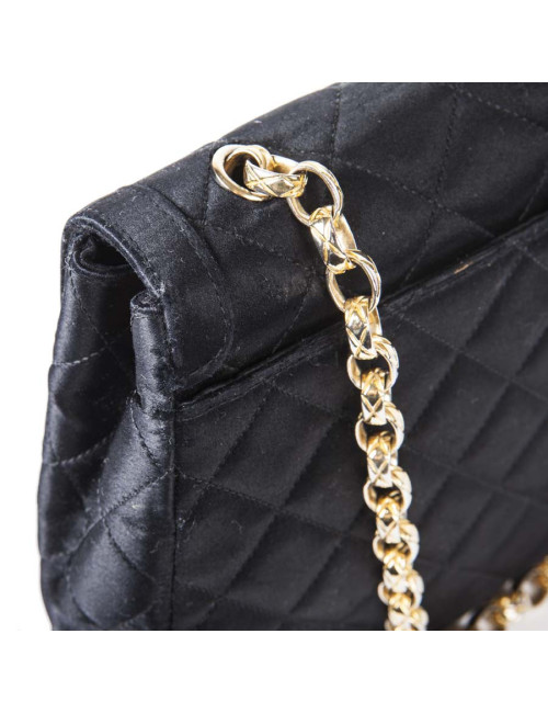 Sac du soir CHANEL en satin noir