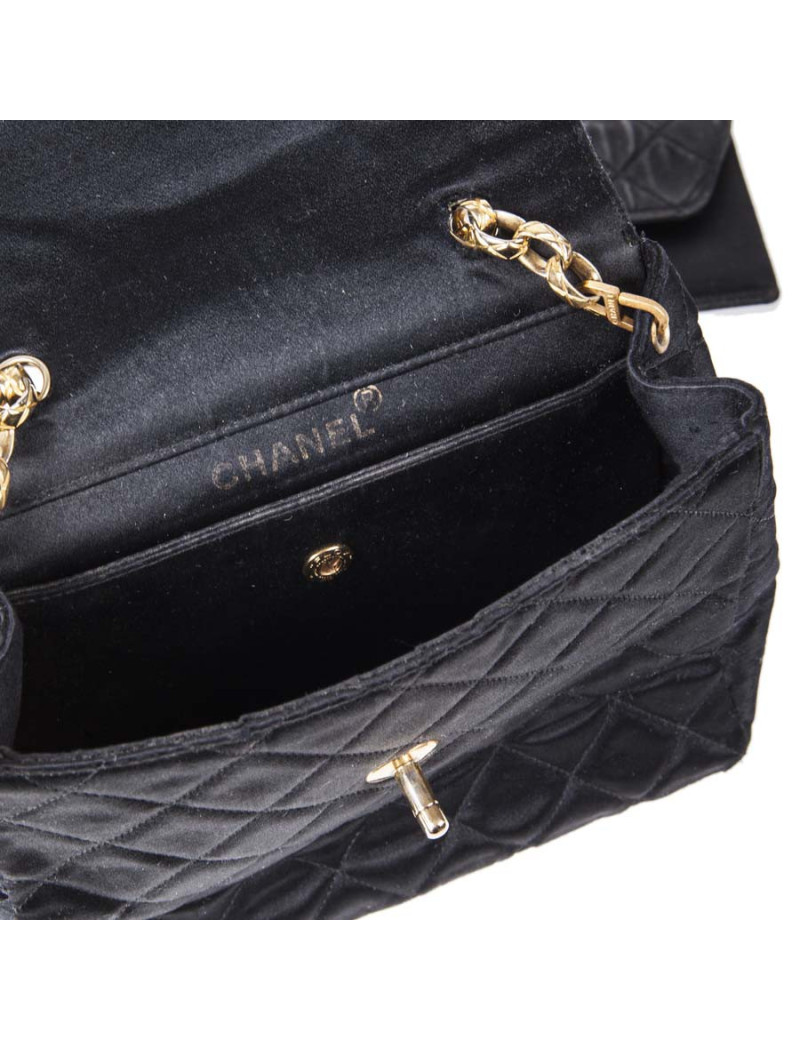 Sac du soir CHANEL en satin noir