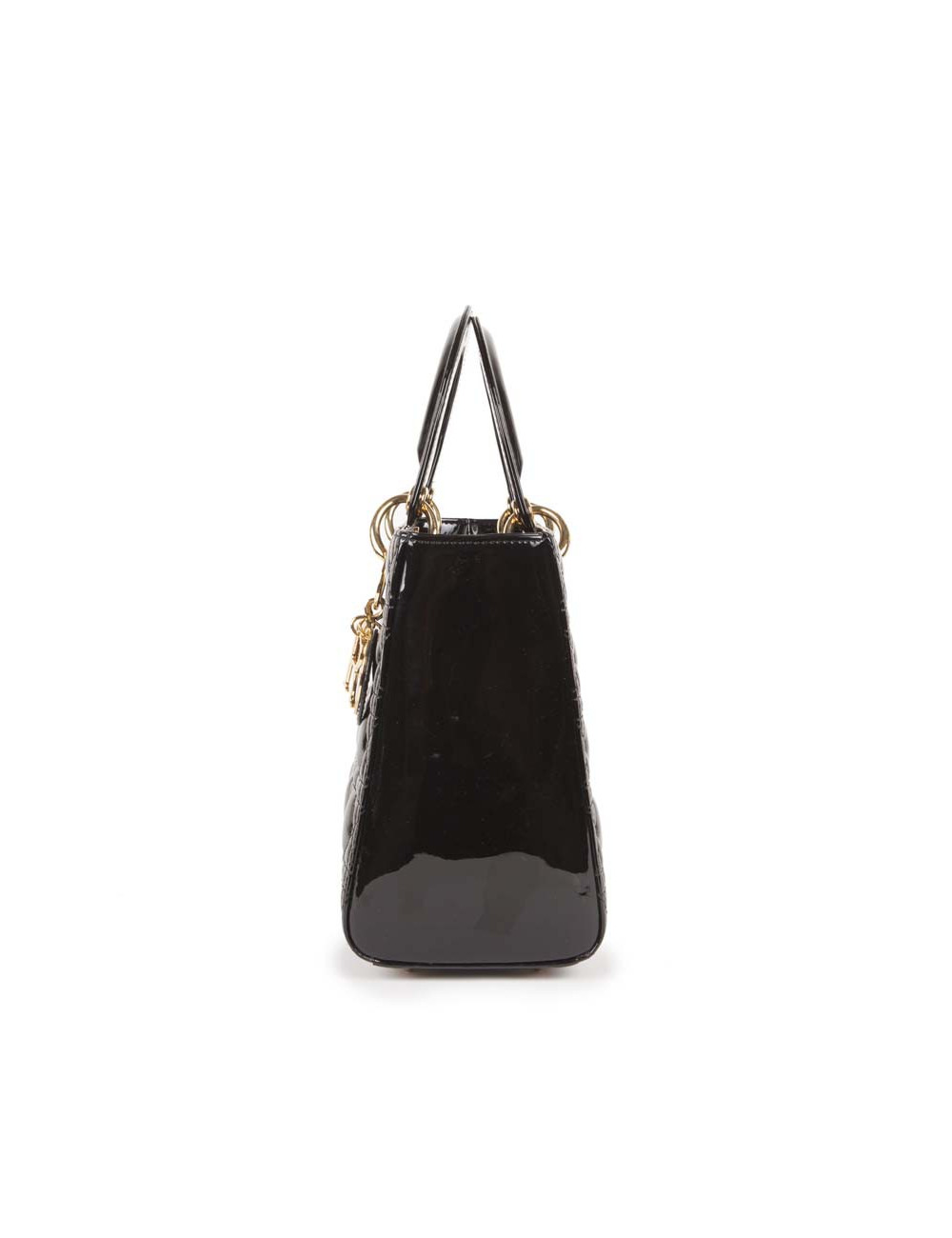 CHRISTIAN DIOR Lady Dior bag in black quilted patent leather