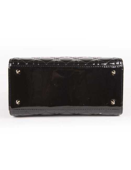 CHRISTIAN DIOR Lady Dior bag in black quilted patent leather