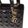CHRISTIAN DIOR Lady Dior bag in black quilted patent leather