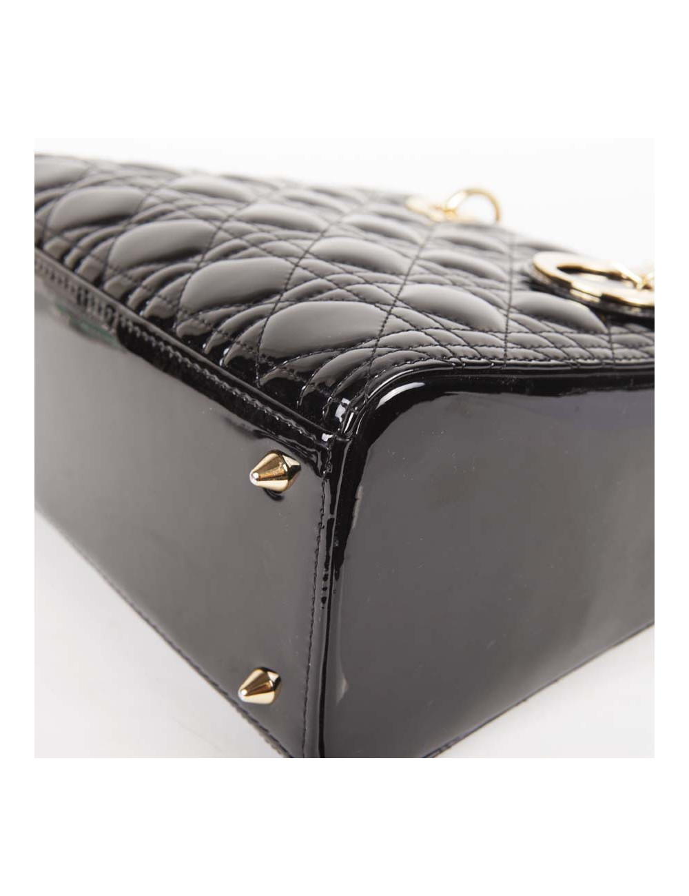CHRISTIAN DIOR Lady Dior bag in black quilted patent leather