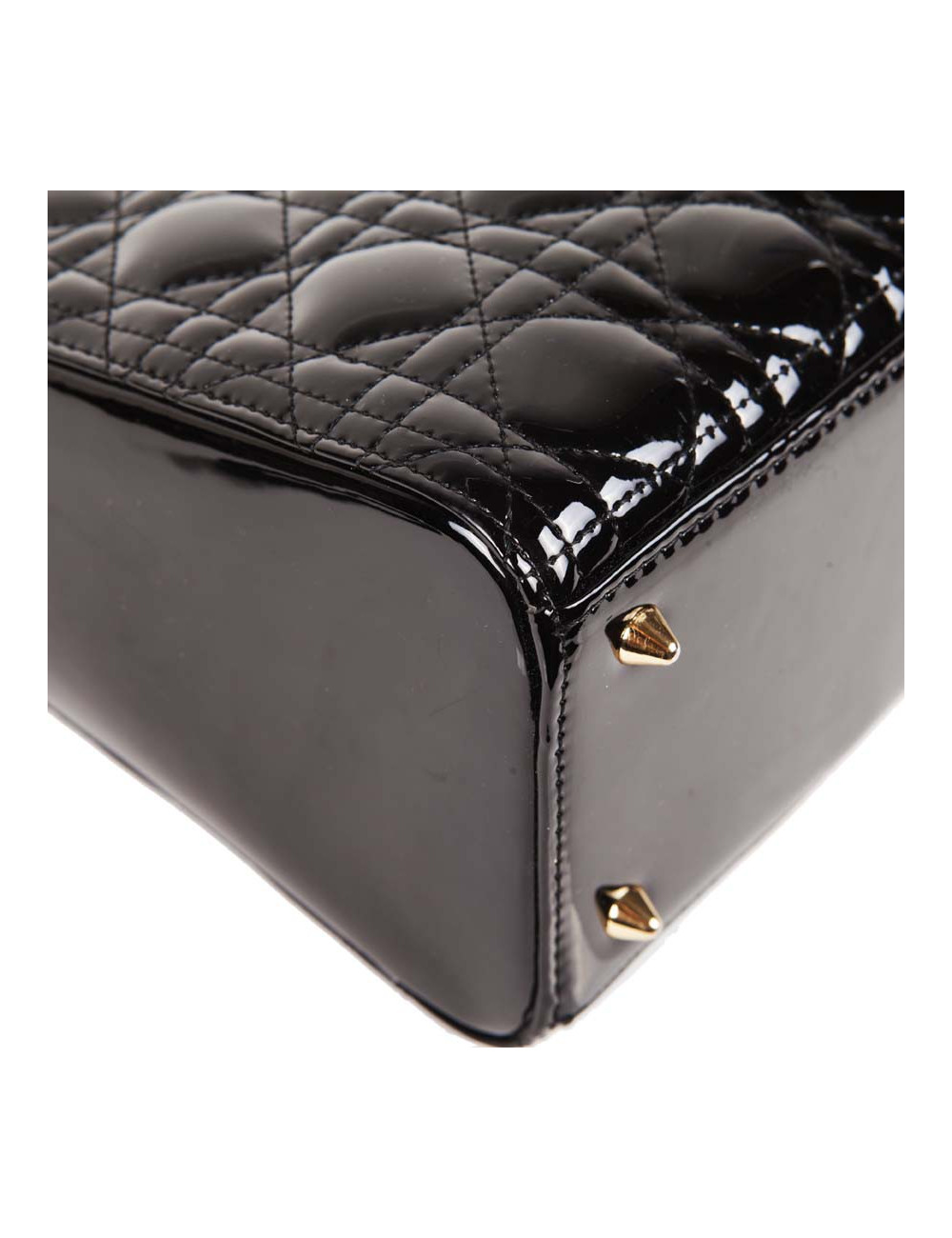 CHRISTIAN DIOR Lady Dior bag in black quilted patent leather
