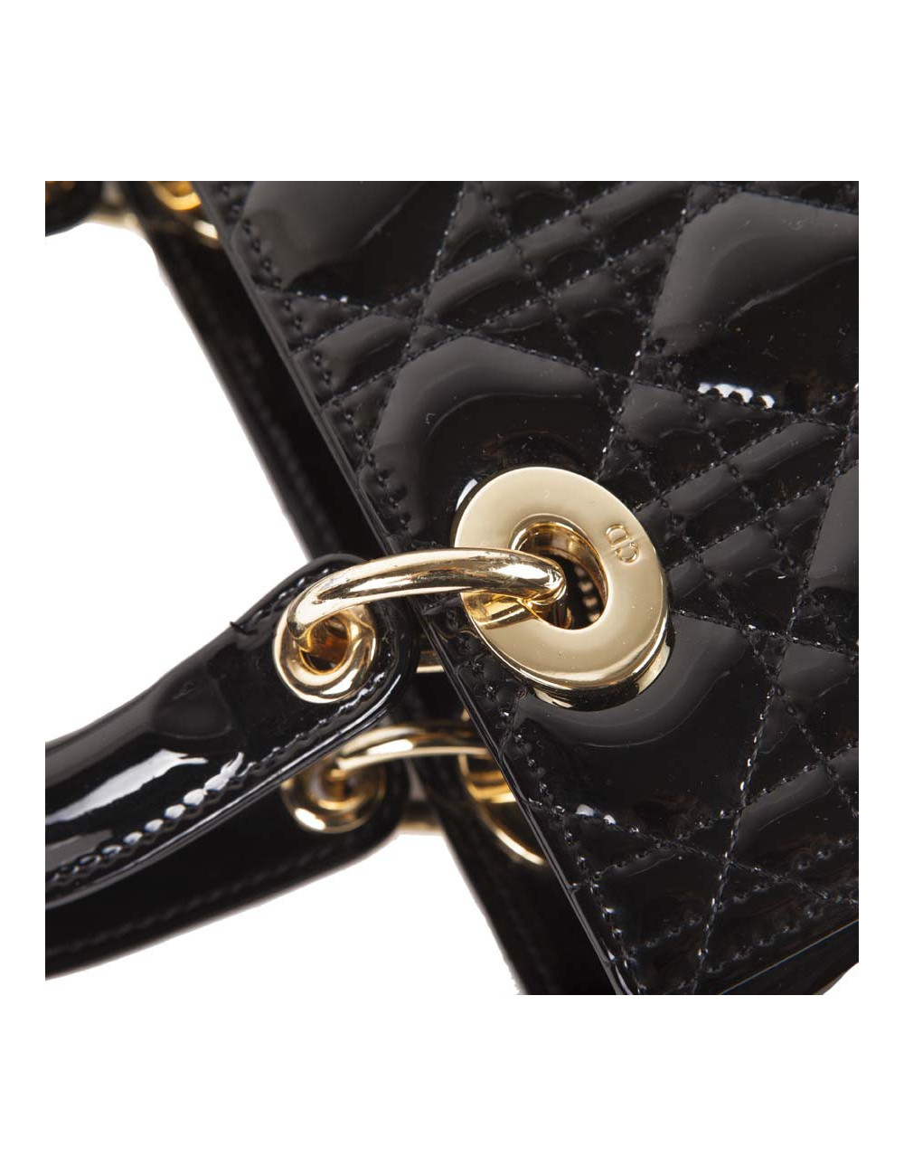 CHRISTIAN DIOR Lady Dior bag in black quilted patent leather