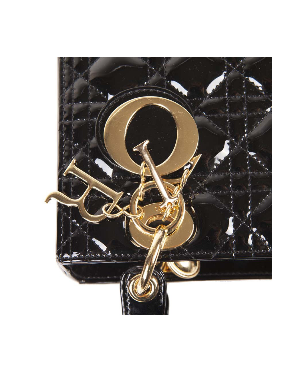 CHRISTIAN DIOR Lady Dior bag in black quilted patent leather