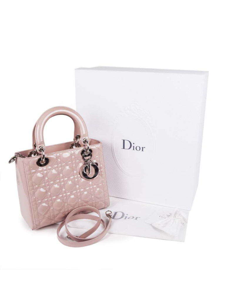 Sac Lady D CHRISTIAN DIOR verni rose