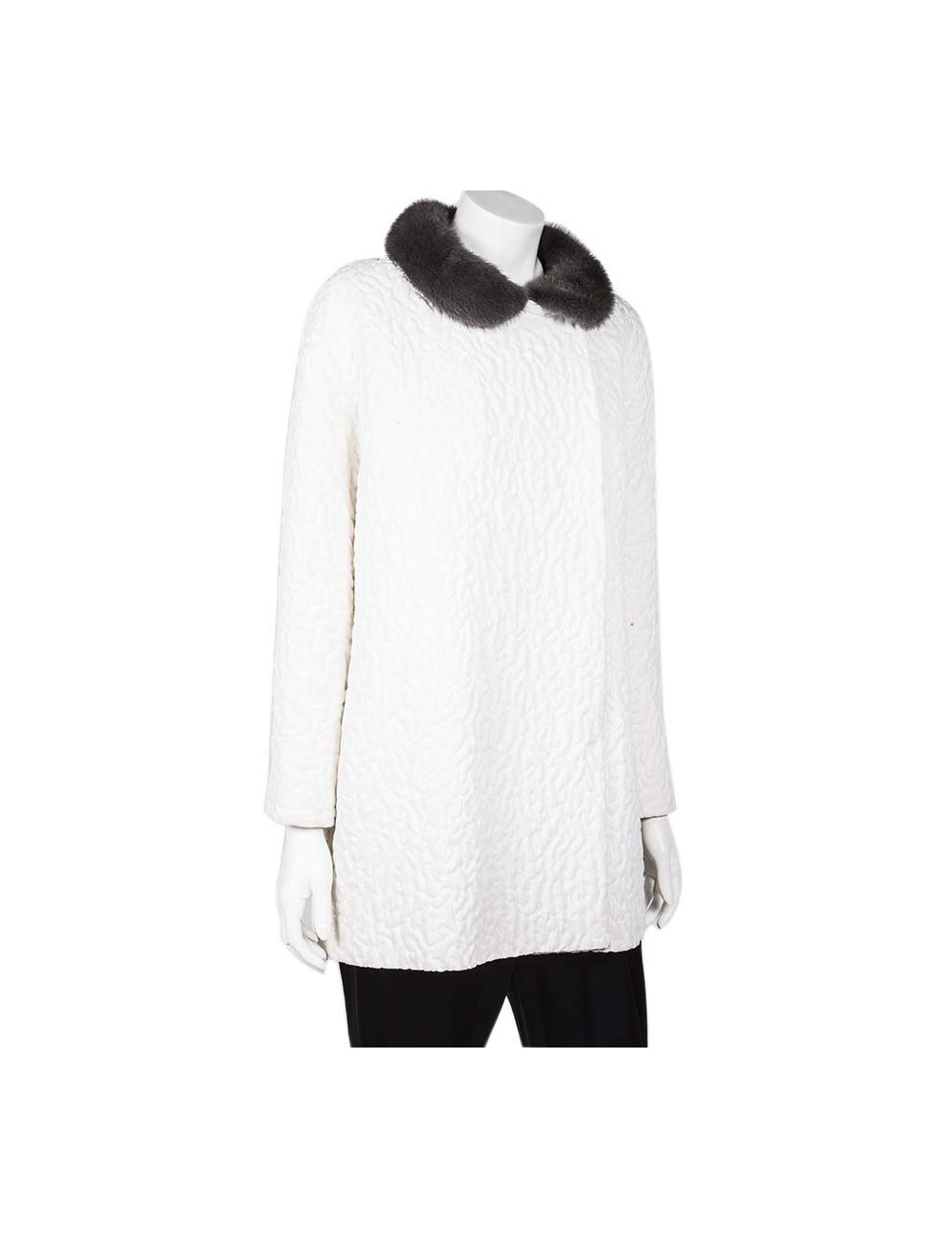 Veste GIAMBATTISTA VALLI T44it blanche col vison gris