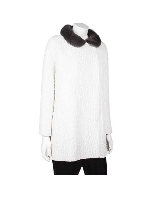 Veste GIAMBATTISTA VALLI T44it blanche col vison gris