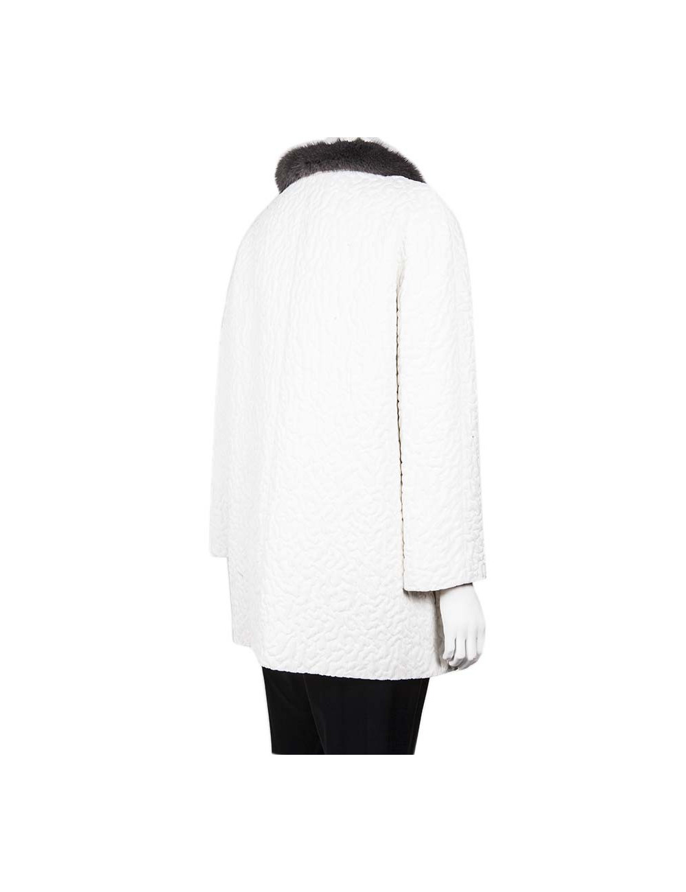 Veste GIAMBATTISTA VALLI T44it blanche col vison gris