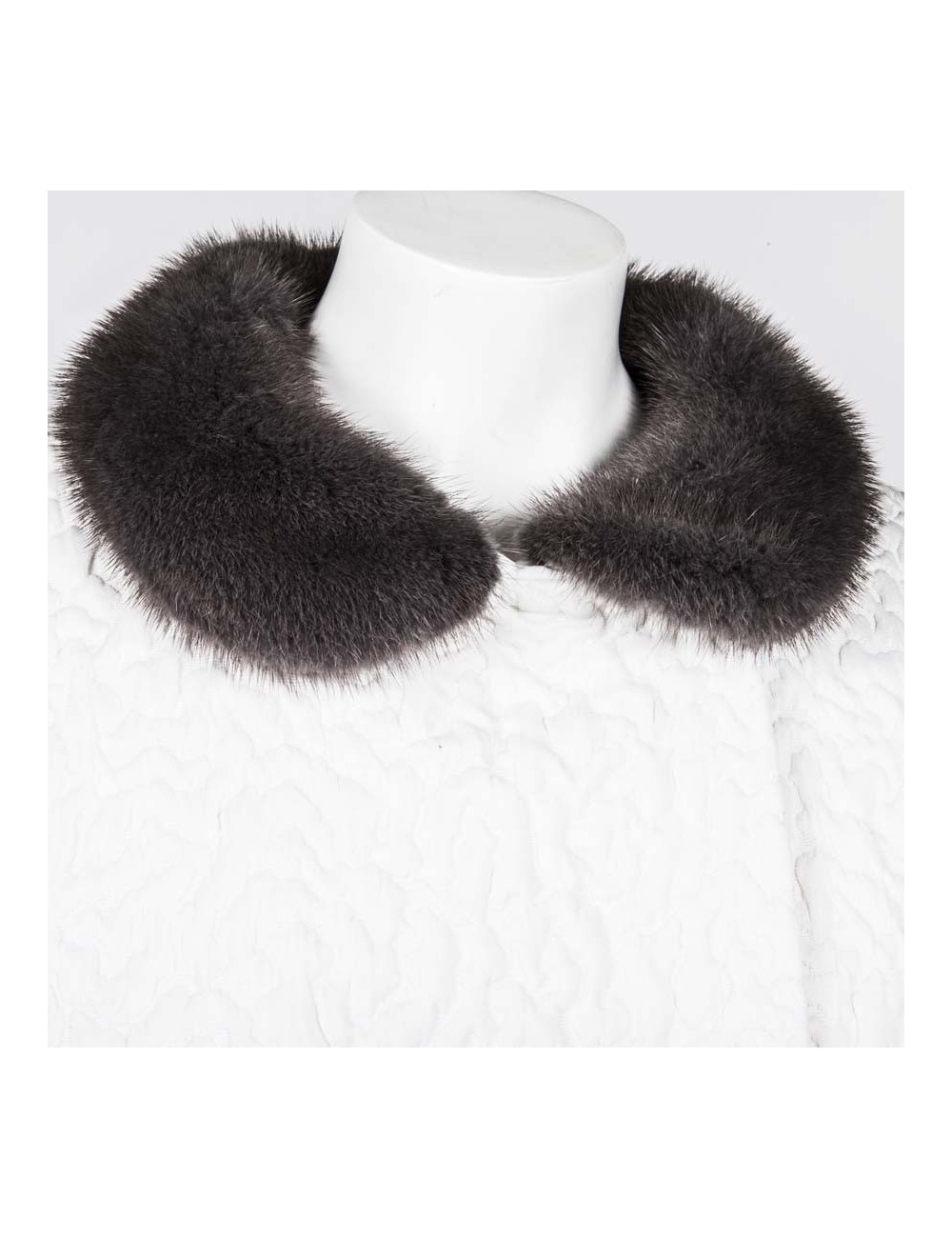 Veste GIAMBATTISTA VALLI T44it blanche col vison gris